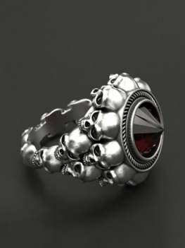 Vintage Skull Men Ring Punk Inkrustowane Satellite Gem Women