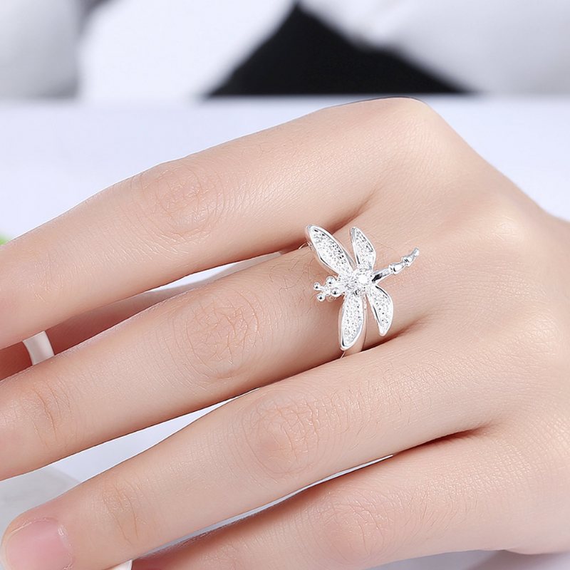 Yueyin Luksusowy Pierścionek Z Cyrkonią Dragonfly Women Ring Gift