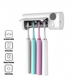 Estars Uchwyt Na Szczoteczki Do Zębów Uv Na Do Naścienny Z Funkcją Sterylizatora Usb Z Wbudowaną Baterią 1500 Mah 4 Gniazda Do Rodzinnej Łazienki