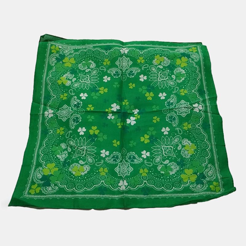 Chustka Z Koniczyny Na Dzień Świętego Patryka Bawełniana Zielona Shamrock Wzór Turban Square