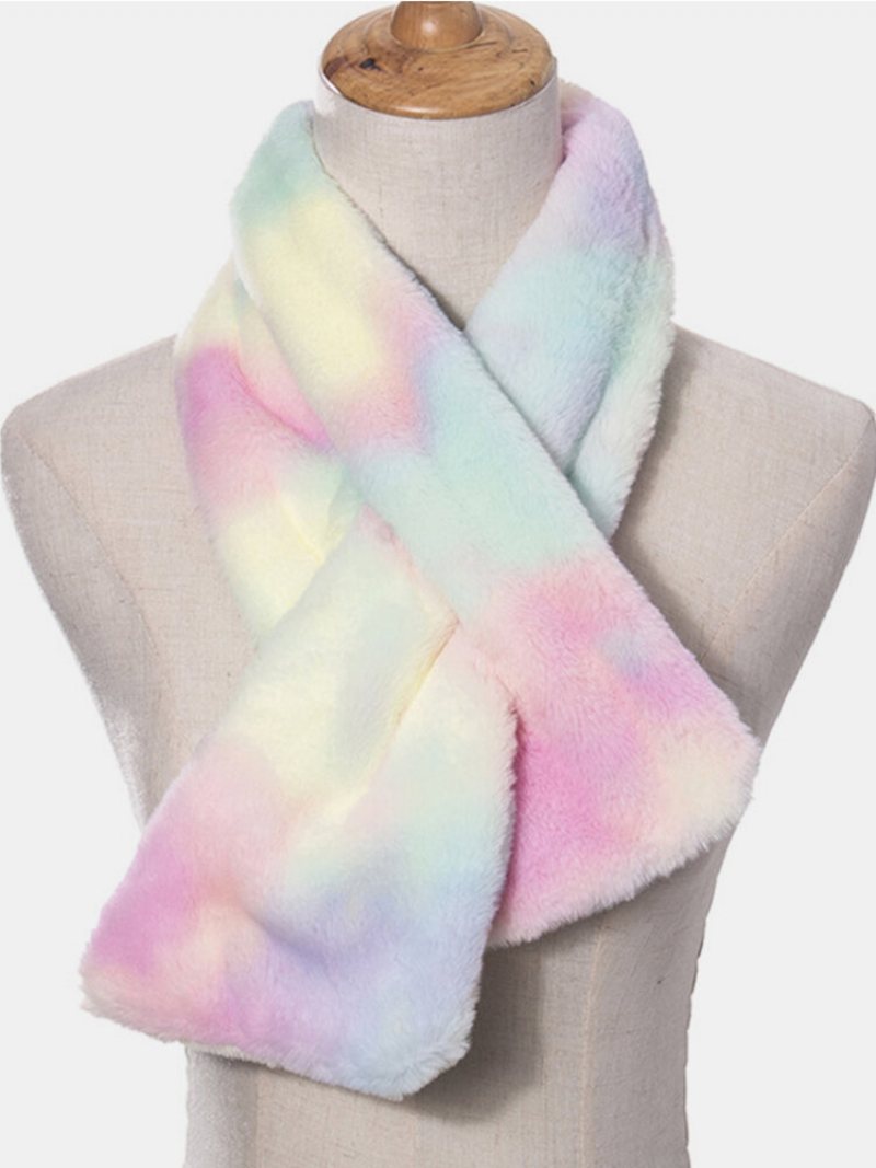 Damski Pluszowy Plus Zagęszczony Tie-dye Ciepły Dorywczo Uniwersalny Szalik Ochronny Na Szyję