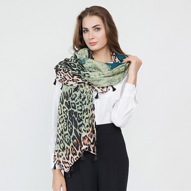 Kobiety Ciepły Poliester Leopard Przydatny Podróżny Dziki Szalik Outdoor Casual