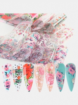 10 Szt. Naklejki Do Paznokci Rose Leopard Starry Sky Transfer Kalkomanie Manicure Tools