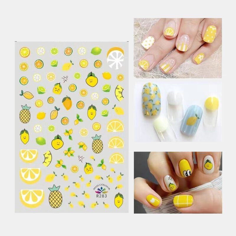3d Kolorowe Naklejki Do Paznokci Owocowe Tęczowe Serie Prosta Urocza Dekoracja Do Manicure