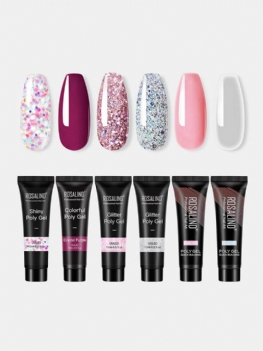 6 Szt. Shiny Poly Glitter Extension Gel Kit Manicure Nails Art Design Semi Permanent Uv Gel Nail Polish Set
