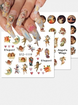 8 Szt. Naklejki Do Paznokci Retro Amorek Eros Kalkomanie Do Transferu Wody Narzędzia Do Manicure