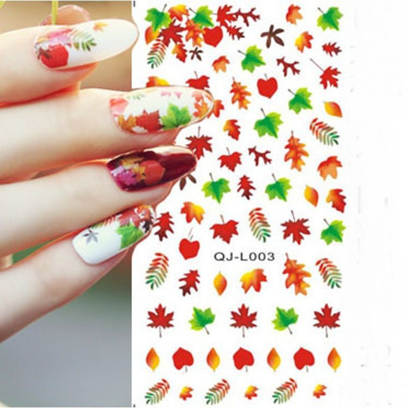 Liść Klonu Diy Nail Art Decoration Transfer Wody Manicure Porady Kalkomanie Naklejki
