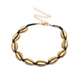Naszyjnik W Stylu Czeskiej Mody Joker Handmade Women String Ze Stopu Czeski Metaliczny Shell Collar