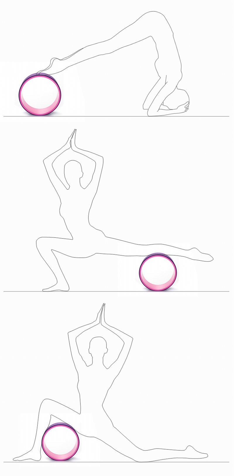 Koło Do Jogi 6.5/10.5/13 Cal 3 Szt. Zestaw Rolka Do Joga Pilates Fitness Do Ćwiczeń Powrót Trening Pierścień Wyszczuplający