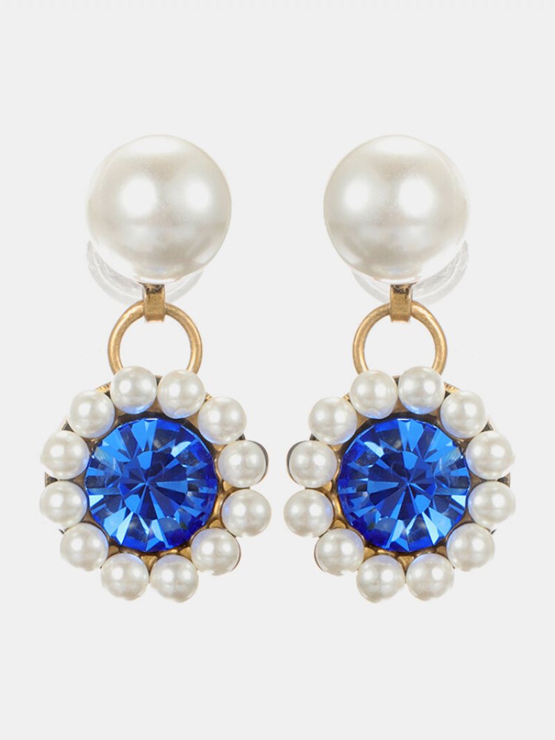 Eleganckie Olśniewające Jasne Kolczyki Z Perłami Z Kamieni Szlachetnych Vintage Geometryczne Piercing Damskie W Kształcie Kropli