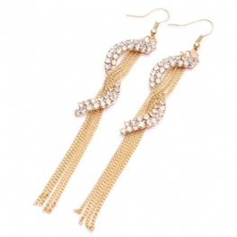 Geometryczne Litery Rhinestone Tassel Kryształowe Kolczyki