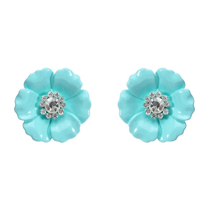 Jassy® Candy Color Flower Ear Stud Piękny Styl Rhinestone Kryształ Eleganckie Kolczyki Prezent Dla Dziewczynki
