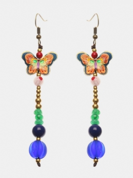 Kolczyki Etniczne Dla Kobiet Butterfly Agate Retro Tassel