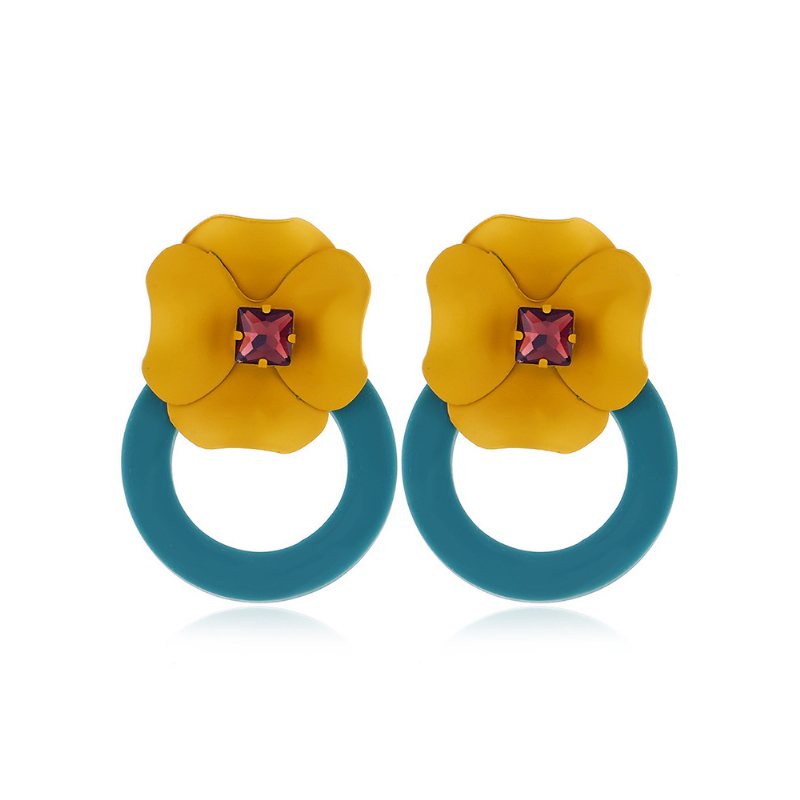 Kolczyki W Stylu Retro Dla Kobiet Flower Ear Jacket Stud Ze Stopu Cynku Okrągłe Hoop Kreatywne Prezenty Dla