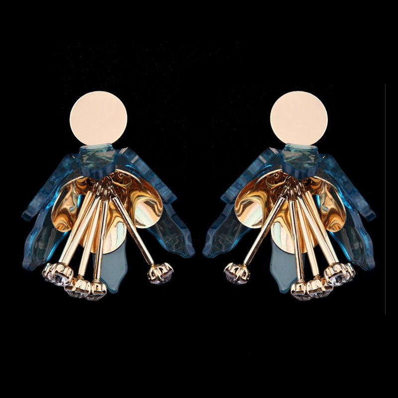 Oświadczenie Dangle Kolczyki Rhinestone Flower Tassel Piercing Stud Żyrandol Dla Kobiet