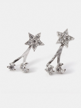 Słodkie Kolczyki Damskie Crystal Moon Star Ślubne