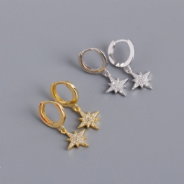 Wiszące Kolczyki Z Cyrkoniami Micro Pave Ze Srebra Próby 925 North Star