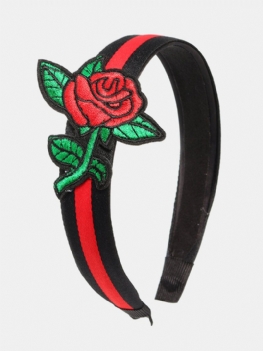 Damska Opaska Do Włosów W Stylu Retro Z Haftem Rose Flower Akcesoria Do