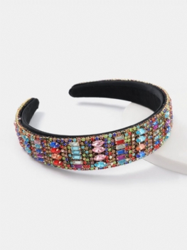 Etniczne Flanelowe Wysadzane Diamentami Geometryczne Rhinestone Super Hairband Akcesoria Do Włosów