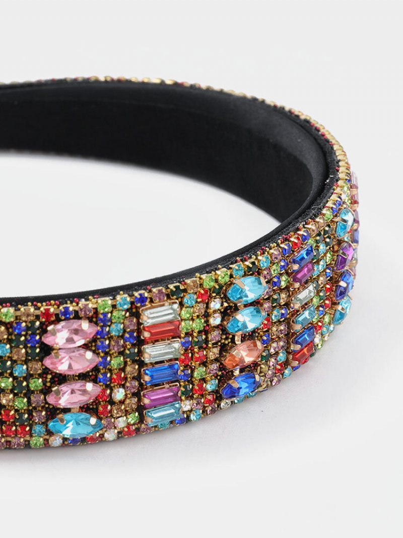 Etniczne Flanelowe Wysadzane Diamentami Geometryczne Rhinestone Super Hairband Akcesoria Do Włosów