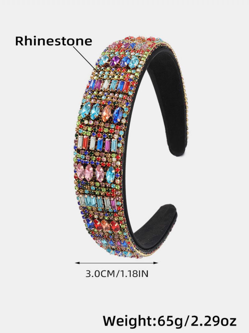 Etniczne Flanelowe Wysadzane Diamentami Geometryczne Rhinestone Super Hairband Akcesoria Do Włosów