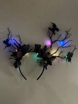 Halloween Świecąca Gałąź Akcesoria Do Włosów Motyl Kwiat Świąteczna Opaska Na Głowę