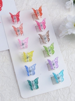 Jassy 12 Sztuk Damska Plastikowa Kreskówka Mini Motyl Kolor Gradient Warkocz Diy Wystrój Grzywka Spinka Do Włosów