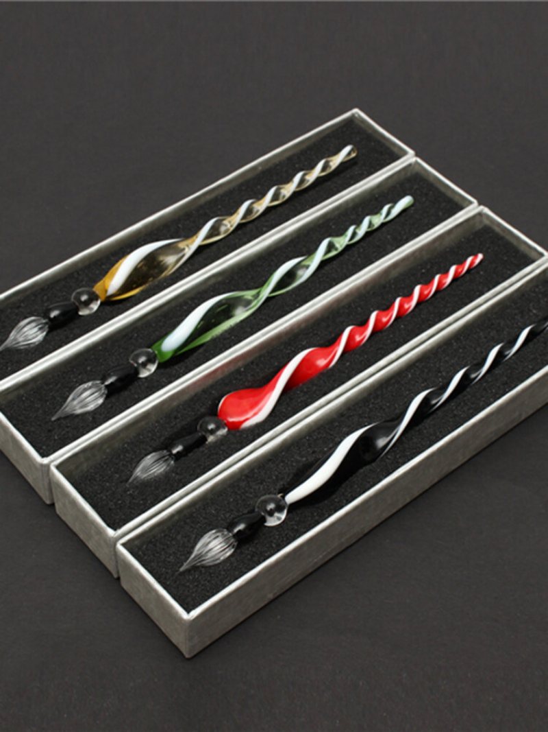 7cal Vintage Handmade Glass Signature Pen Elegancki Kryształowy Dip Sign Pen Prezent