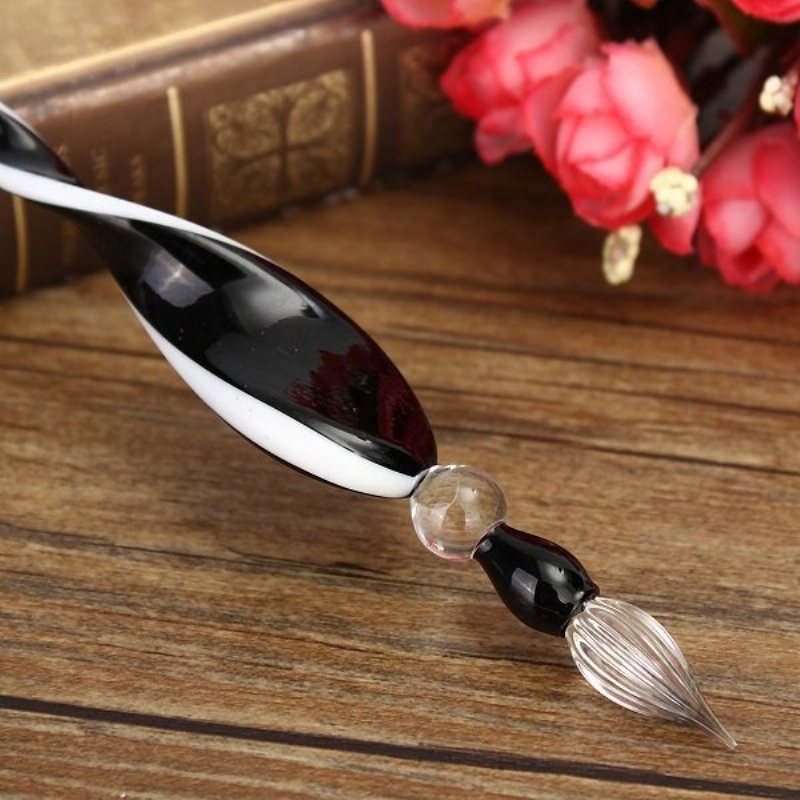 7cal Vintage Handmade Glass Signature Pen Elegancki Kryształowy Dip Sign Pen Prezent
