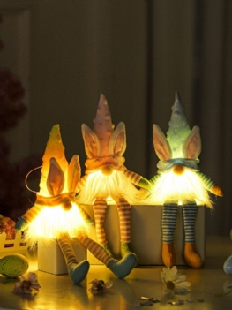 1pc Zając Wielkanocny Gnome Z Oświetleniem Led Lalka Bez Twarzy Pluszowy Karzeł Dekoracje Na Przyjęcie Domowe Ozdoba Na Biurko Zabawki Dla Dzieci Wisiorki