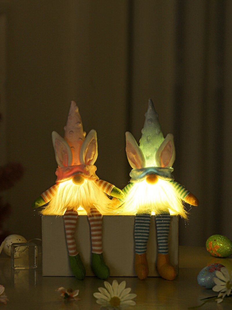 1pc Zając Wielkanocny Gnome Z Oświetleniem Led Lalka Bez Twarzy Pluszowy Karzeł Dekoracje Na Przyjęcie Domowe Ozdoba Na Biurko Zabawki Dla Dzieci Wisiorki