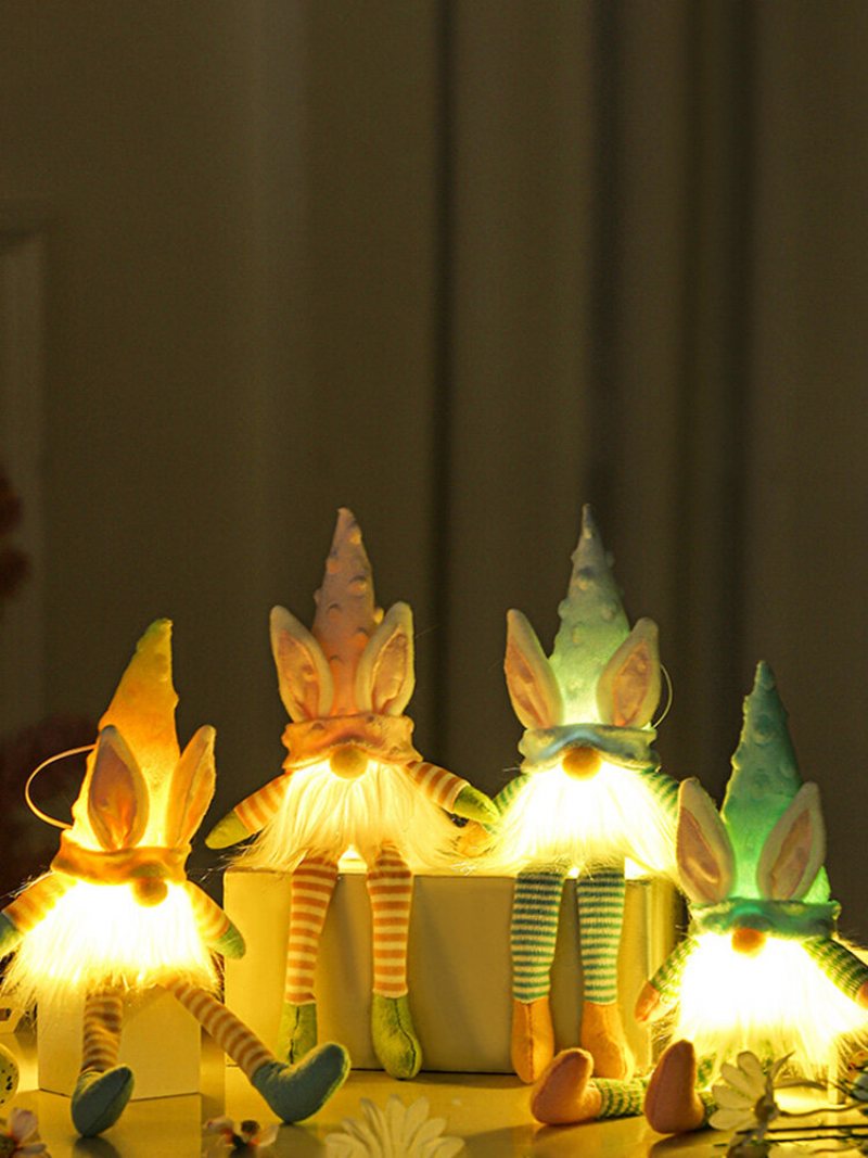 1pc Zając Wielkanocny Gnome Z Oświetleniem Led Lalka Bez Twarzy Pluszowy Karzeł Dekoracje Na Przyjęcie Domowe Ozdoba Na Biurko Zabawki Dla Dzieci Wisiorki