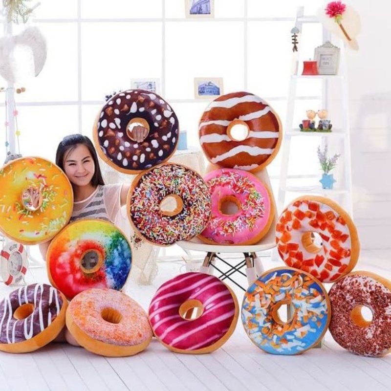 40cm Kolorowe Kreatywne 3d Pluszowe Pączki Rzuć Poduszka Sofa Samochód Biurowa Walentynki Prezent