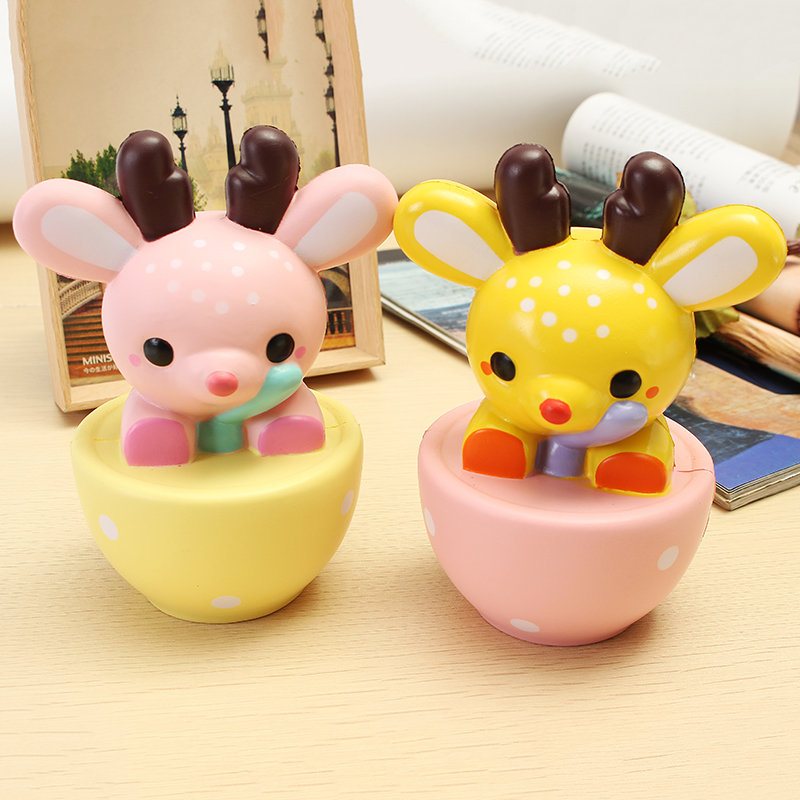 Leilei Squishy Jumbo Filiżanka Deer Elk 14cm Powolny Wzrost Oryginalne Opakowanie Prezent Kolekcja Decor Toy