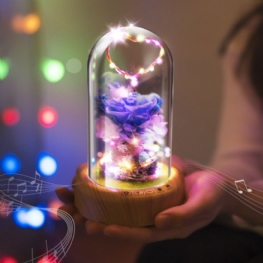 Zaczarowana Róża Led W Szklanej Kopule Bluetooth Stereo Obrotowa Pozytywka Dla Żony Kochanka Dziewczyna Rocznica Ślubu Prezent Urodzinowy