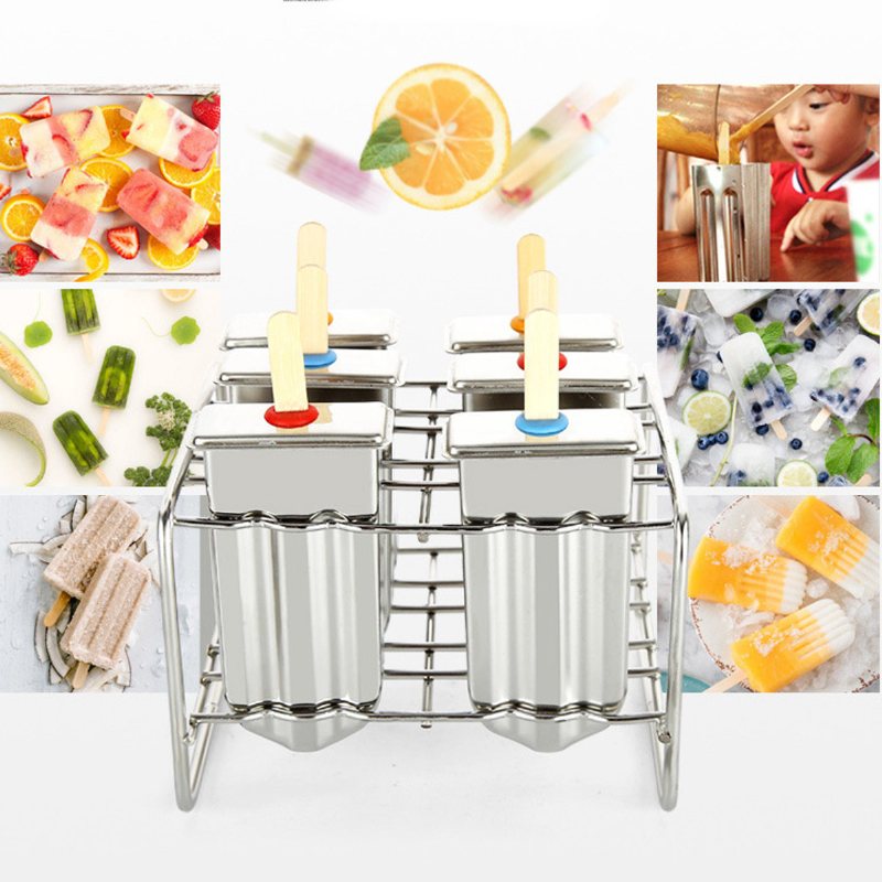 6 Komórek Mrożone Lody Pop Formy Popsicle Maker Lolly Mold Taca Pan Kuchnia Diy