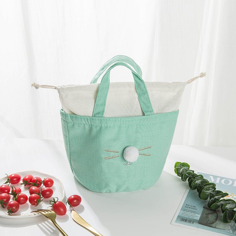 Bawełniany I Lniany Sznurek Izolacja Lunch Bag Beczka Kosmetyczka Travel Outdoor Picnic