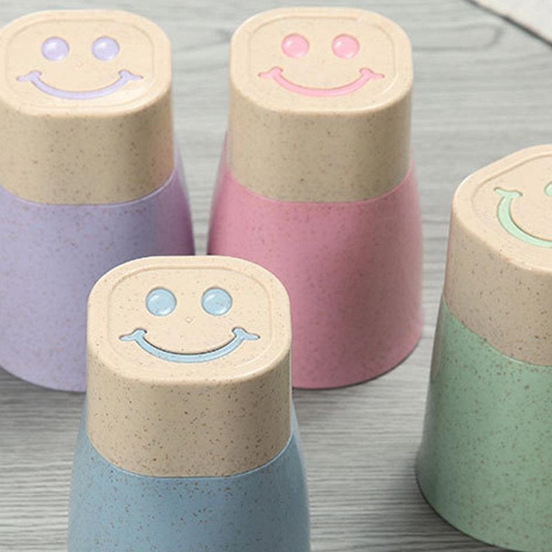 Kubki Smiley Face Zestaw 4 Kubków Na Wodę Ze Słomy Pszenicznej