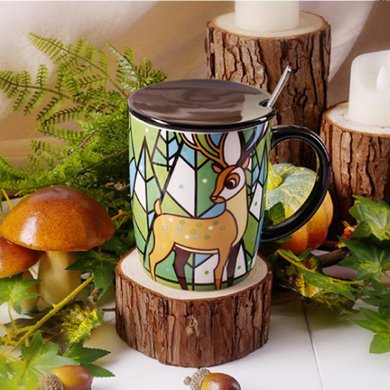Kubki Z Nadrukiem Zwierzęcym Kubek Ceramiczny O Dużej Pojemności Z Łyżeczką