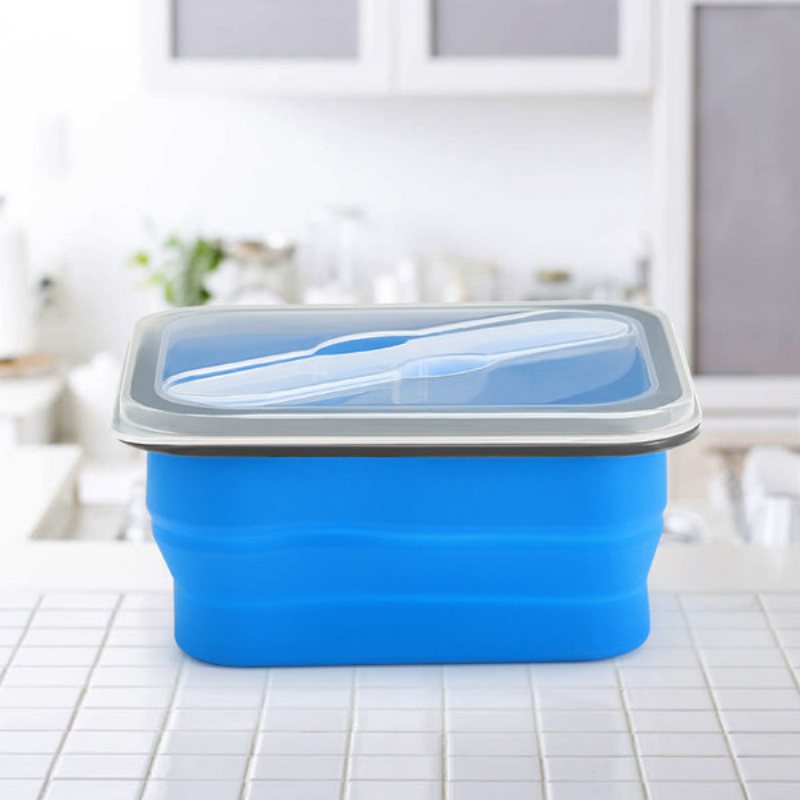 Składany Silikonowy Pojemnik Na Lunch Bpa Free Na Żywność Bento Z Zastawą Stołową
