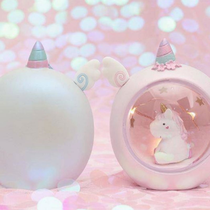 Wróżka Jednorożec Snow Globe Lampka Nocna Dla Dzieci Dziewczyny Wnuczki Prezent Urodzinowy Dość Kreatywny Led Kryształowa Kula