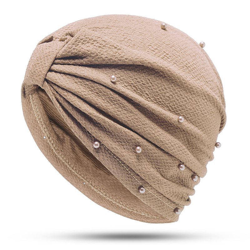Damskie Oddychające Wygodne Perłowe Nakrycie Głowy Dorywczo Elastyczne Czapki Typu Beanie Muzułmańska Czapka Z Daszkiem