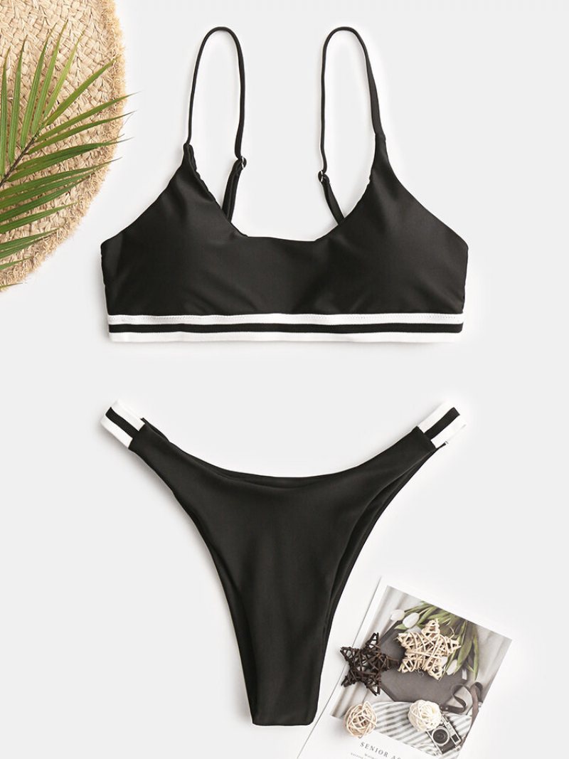 Damskie Stringi Bikini Solidne Stroje Kąpielowe W Paski