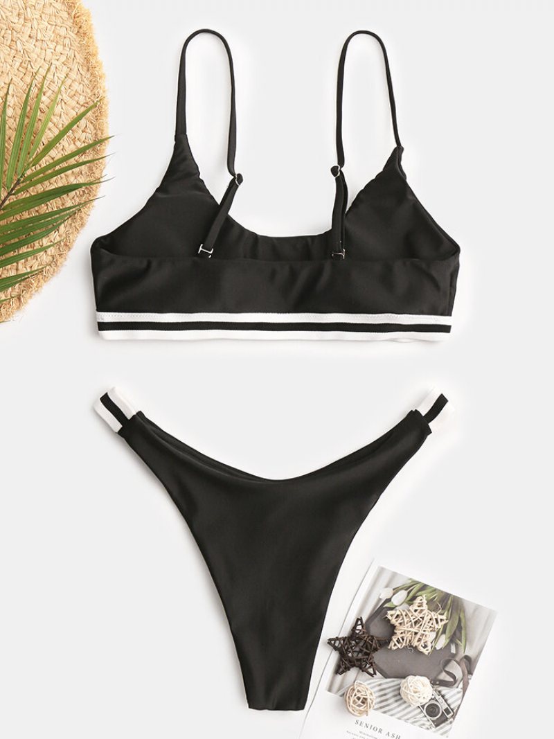 Damskie Stringi Bikini Solidne Stroje Kąpielowe W Paski