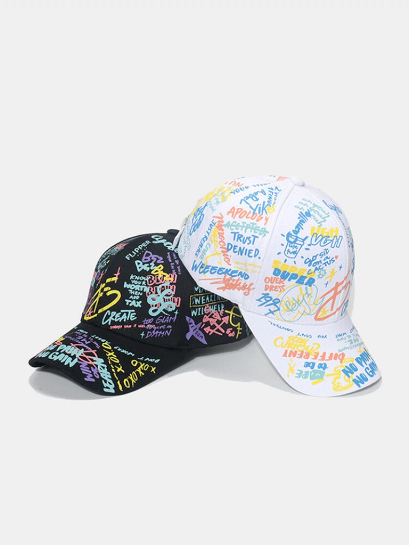 Unisex Bawełniana Nakładka Geometryczna Litera Graffiti Print Czapka Z Daszkiem Na Wszystkie Mecze Z Osłoną Przeciwsłoneczną