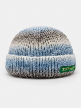Unisex Dzianina Tie-dye Gradient Litery Tkanina Etykieta Cały Mecz Ciepło Brimless Beanie Landlord Cap Skull Cap