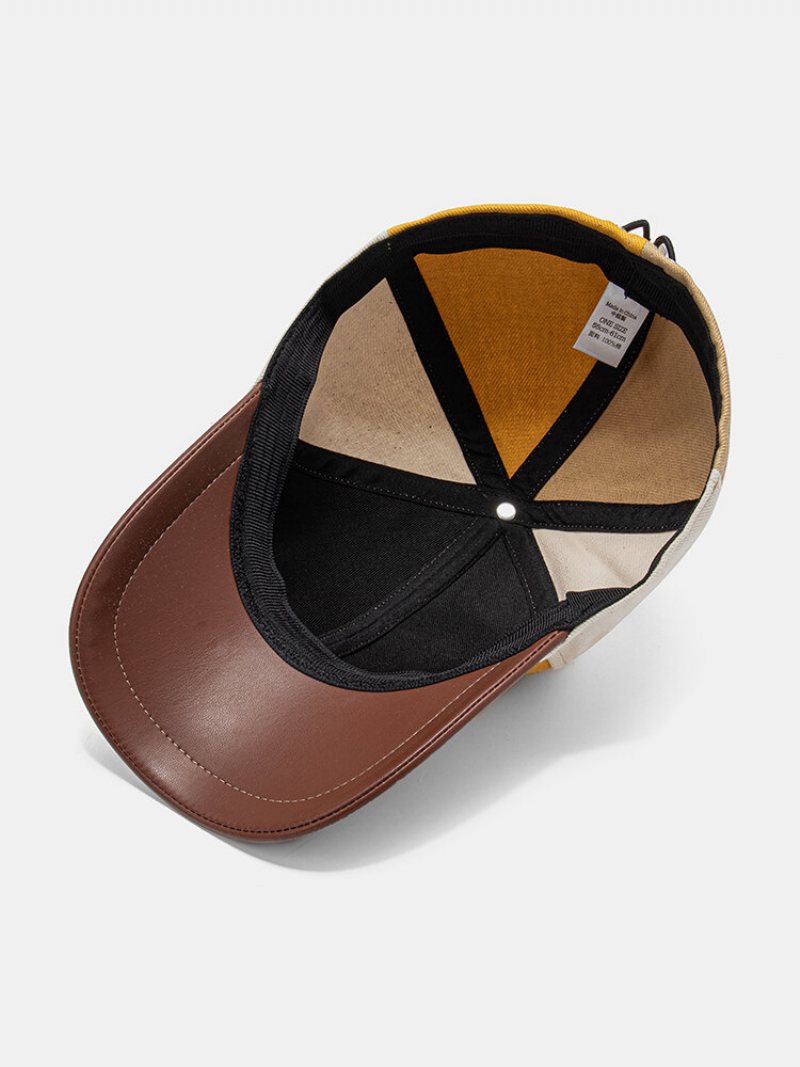 Unisex Poliester Bawełna Dopasowany Kolor Patchwork Pu Rondo Ściągane Sznurkiem Regulowana Czapka Z Daszkiem Z Parasolką