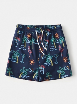 Hawaje Graffiti Pattern Swim Trunks Sznurek Szybkoschnące Szorty Planszowe Dla Mężczyzn