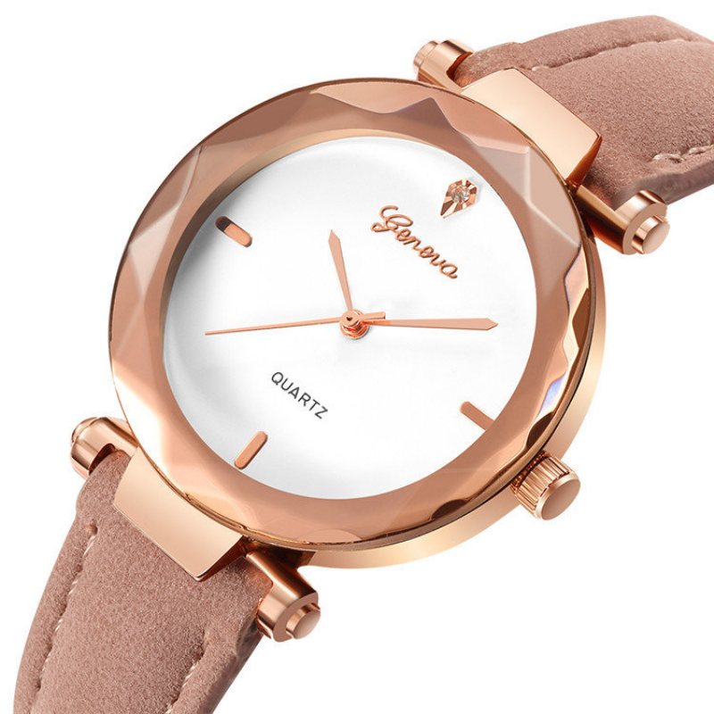 Modne Damskie Zegarki Kwarcowe Skórzany Pasek Lady Fashion Rose Gold Dial Dla Kobiet