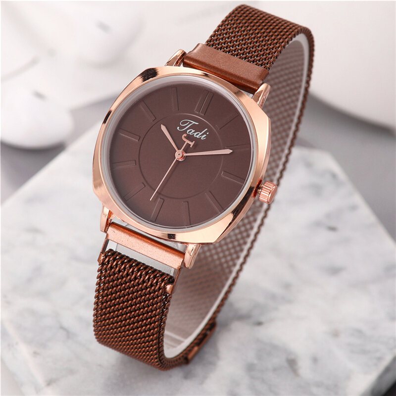 Modny Klasyczny Damski Zegarek Na Rękę Rose Gold Case Round Dial Full Alloy Quartz Watches
